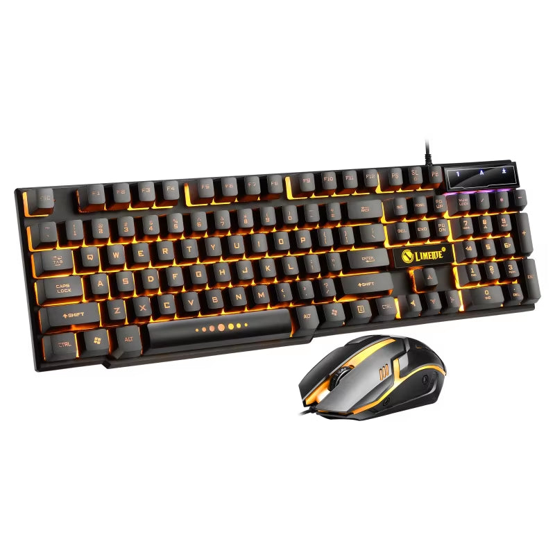 USB Wired Gaming Keyboard and Mouse Set with RGB LED Backlighting for PC - Gamer Combo Kit for Home and Office Use