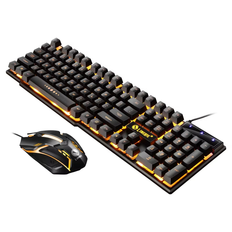 USB Wired Gaming Keyboard and Mouse Set with RGB LED Backlighting for PC - Gamer Combo Kit for Home and Office Use