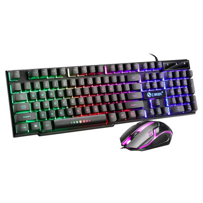 USB Wired Gaming Keyboard and Mouse Set with RGB LED Backlighting for PC - Gamer Combo Kit for Home and Office Use