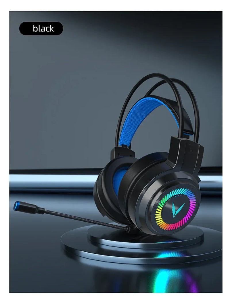 G58 G60 7.1 Surround Sound Gaming Headset with Microphone and LED Lighting, Foldable Design for PC Gamers