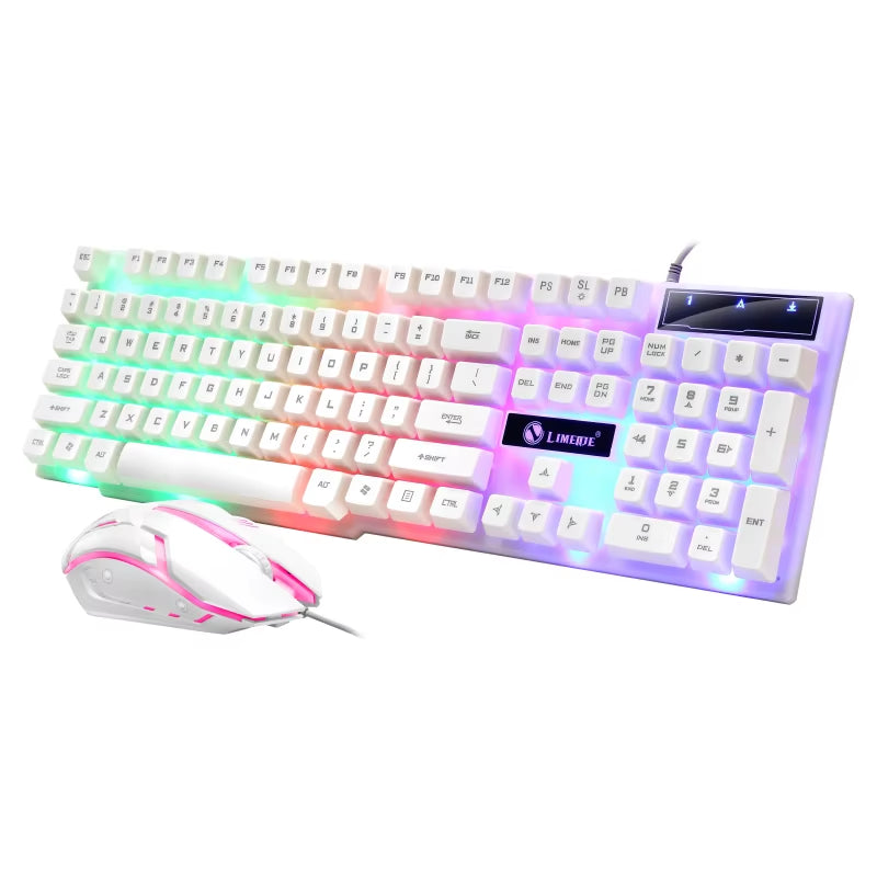 USB Wired Gaming Keyboard and Mouse Set with RGB LED Backlighting for PC - Gamer Combo Kit for Home and Office Use