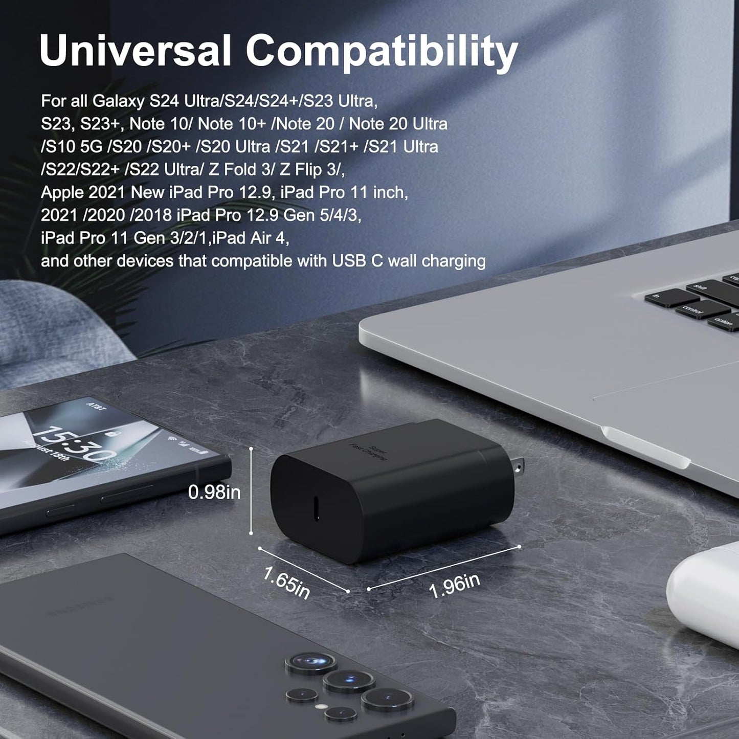 Samsung 25W USB-C Super Fast Charging Power Adapter - PD Charger Block for Galaxy S Series (2 Pack)