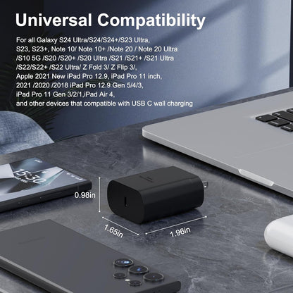 Samsung 25W USB-C Super Fast Charging Power Adapter - PD Charger Block for Galaxy S Series (2 Pack)