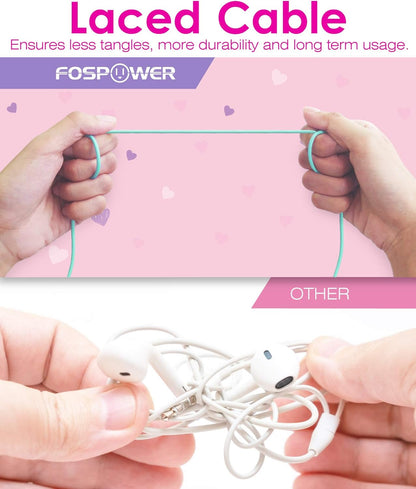 Children's Wired Headphones with LED Cat Ears and 85dB Volume Limitation, Soft On-Ear Design with Tangle-Free Cables for iPad, Tablet, School, and Travel - Teal/Light Purple