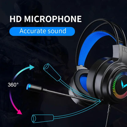 G58 G60 7.1 Surround Sound Gaming Headset with Microphone and LED Lighting, Foldable Design for PC Gamers