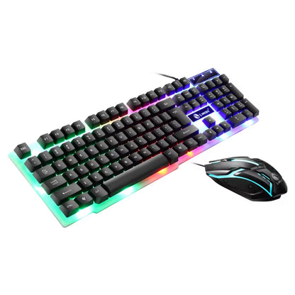 USB Wired Gaming Keyboard and Mouse Set with RGB LED Backlighting for PC - Gamer Combo Kit for Home and Office Use
