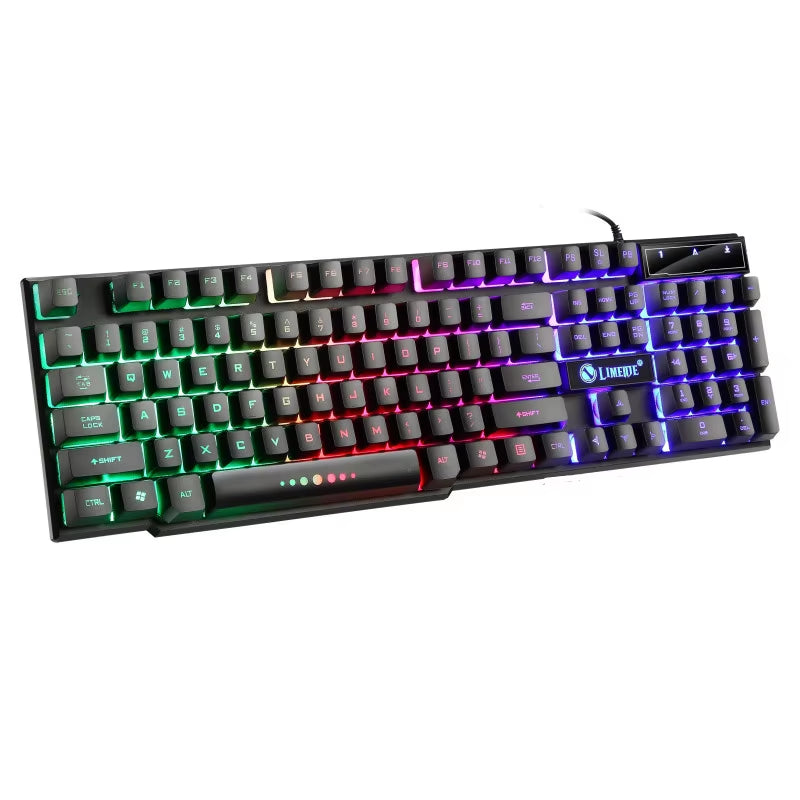 USB Wired Gaming Keyboard and Mouse Set with RGB LED Backlighting for PC - Gamer Combo Kit for Home and Office Use