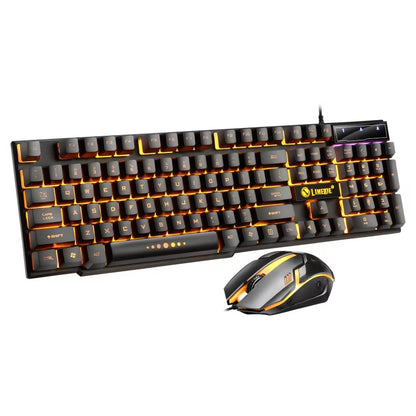 USB Wired Gaming Keyboard and Mouse Set with RGB LED Backlighting for PC - Gamer Combo Kit for Home and Office Use