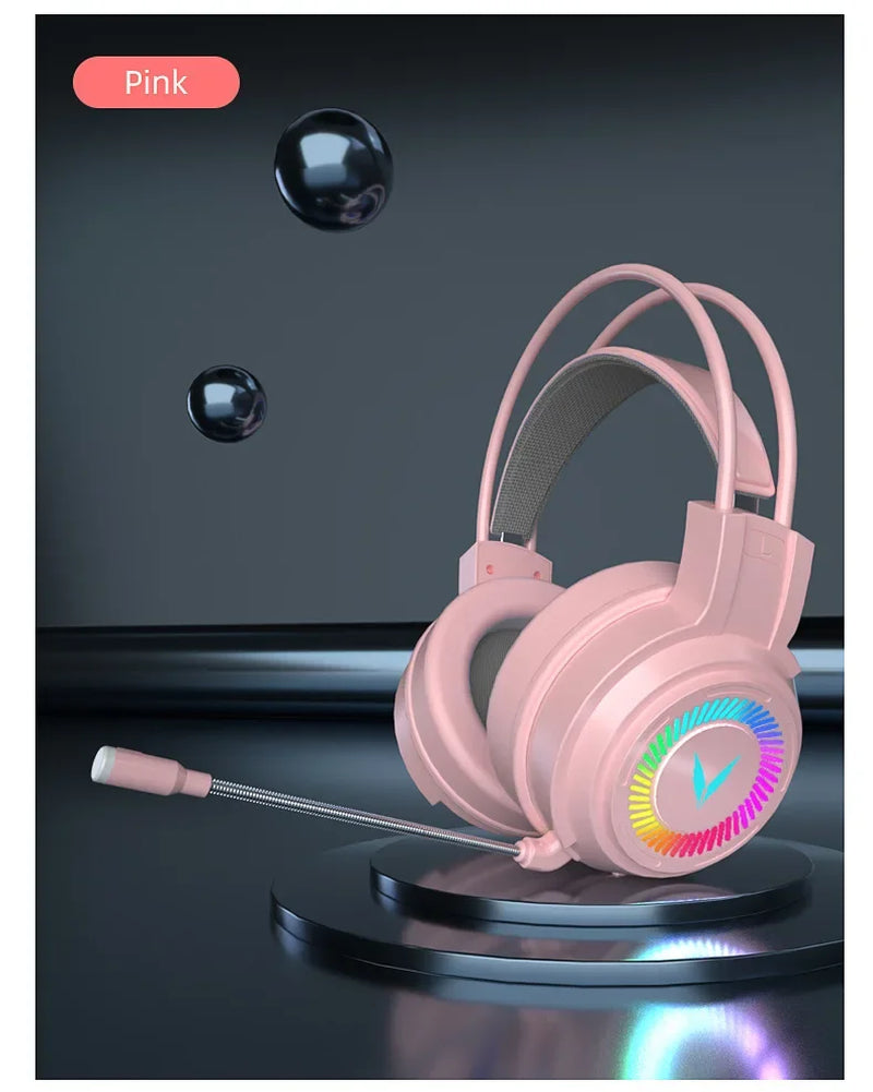 G58 G60 7.1 Surround Sound Gaming Headset with Microphone and LED Lighting, Foldable Design for PC Gamers