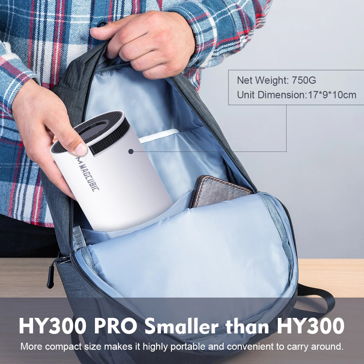 HY300 PRO 8K Android Projector with Dual WiFi 6, 290 ANSI Lumens, Allwinner H726, Bluetooth 5.4, 1080P, and 1280x720 Resolution for Home Cinema and Outdoor Use