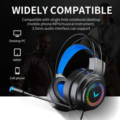 G58 G60 7.1 Surround Sound Gaming Headset with Microphone and LED Lighting, Foldable Design for PC Gamers